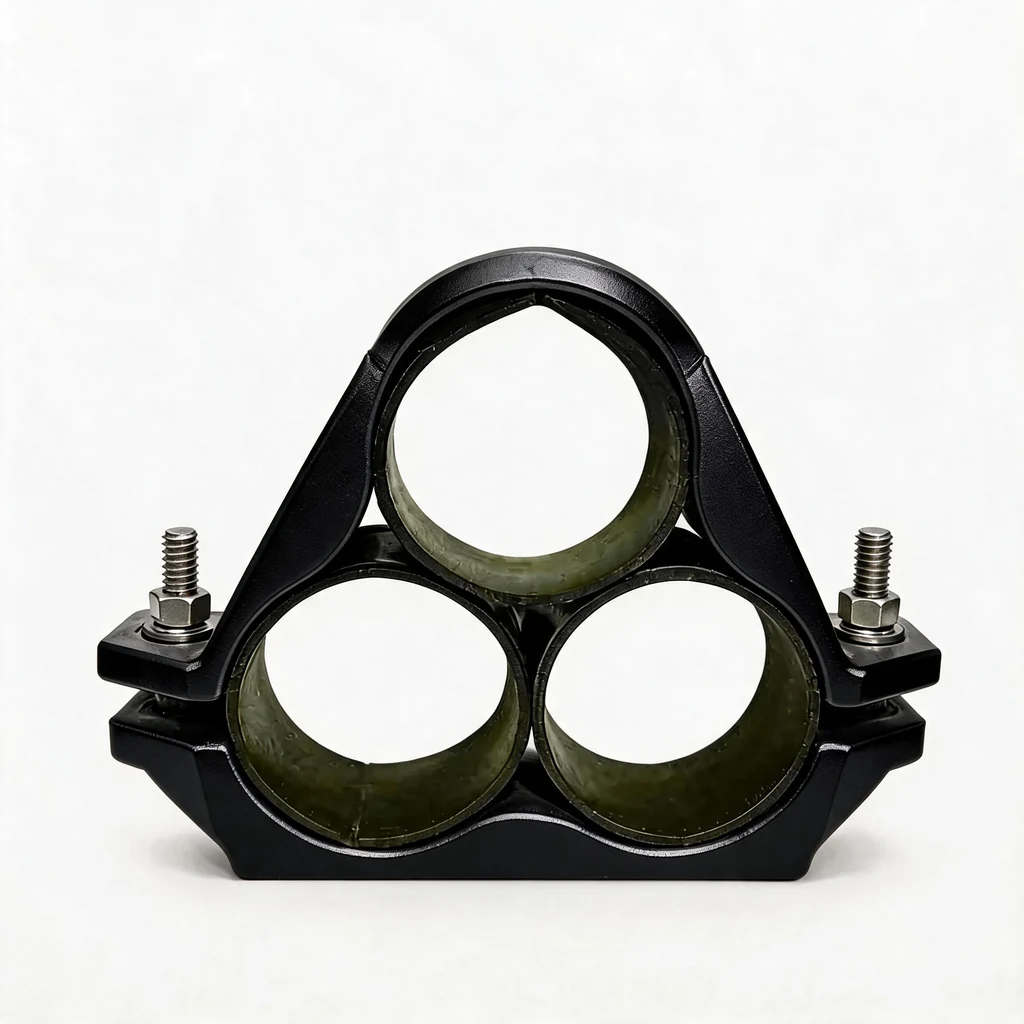 Aluminum trefoil cable cleat for three single-core wind turbine power cables